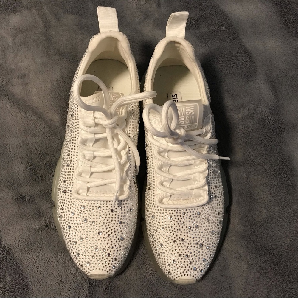 Steve Madden Bling White Rhinestone/Sequins Sneakers, NWOT